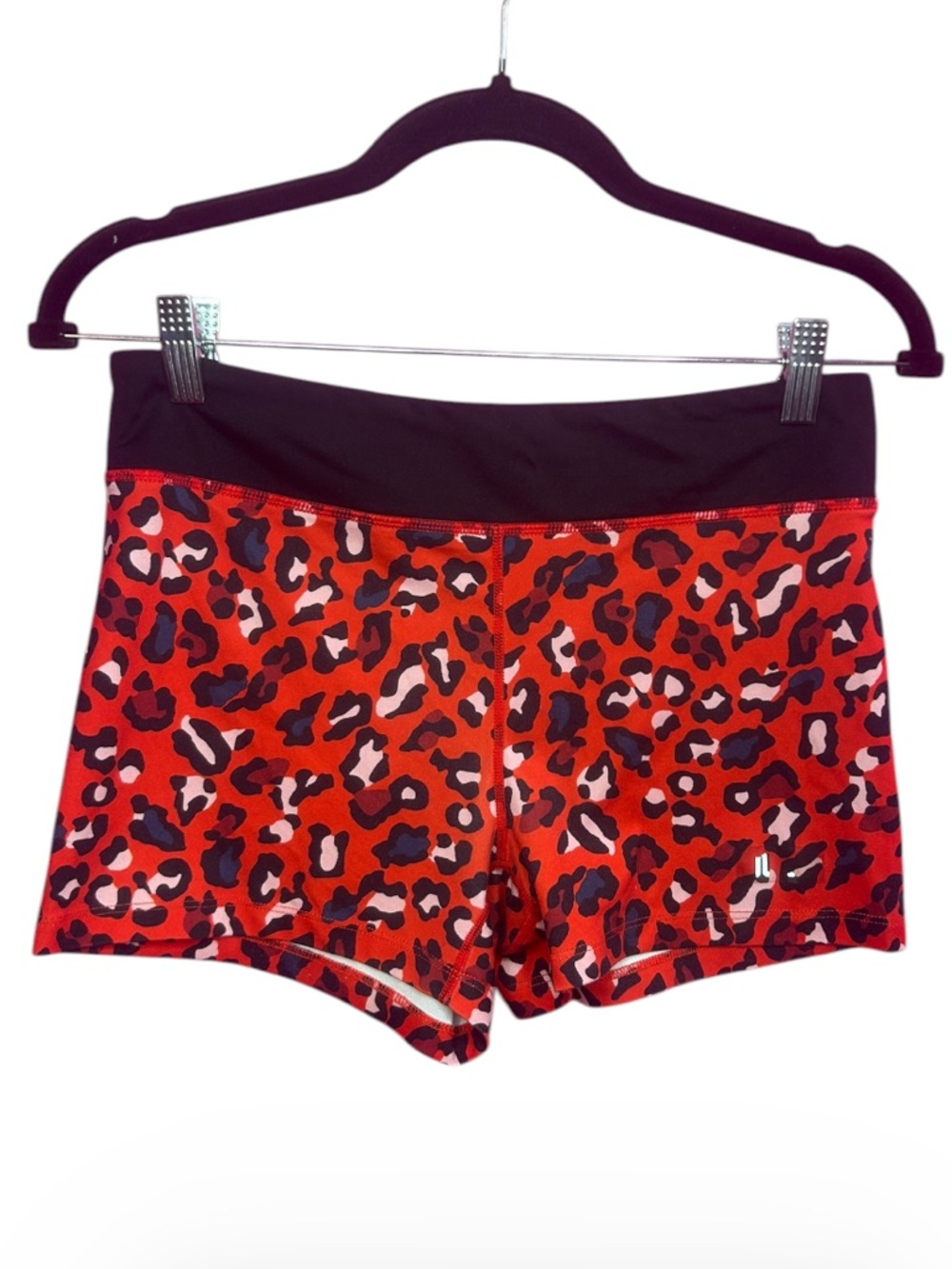 Juicy Couture Black Label Red Leopard Print Athletic Shorts Y2K Medium
